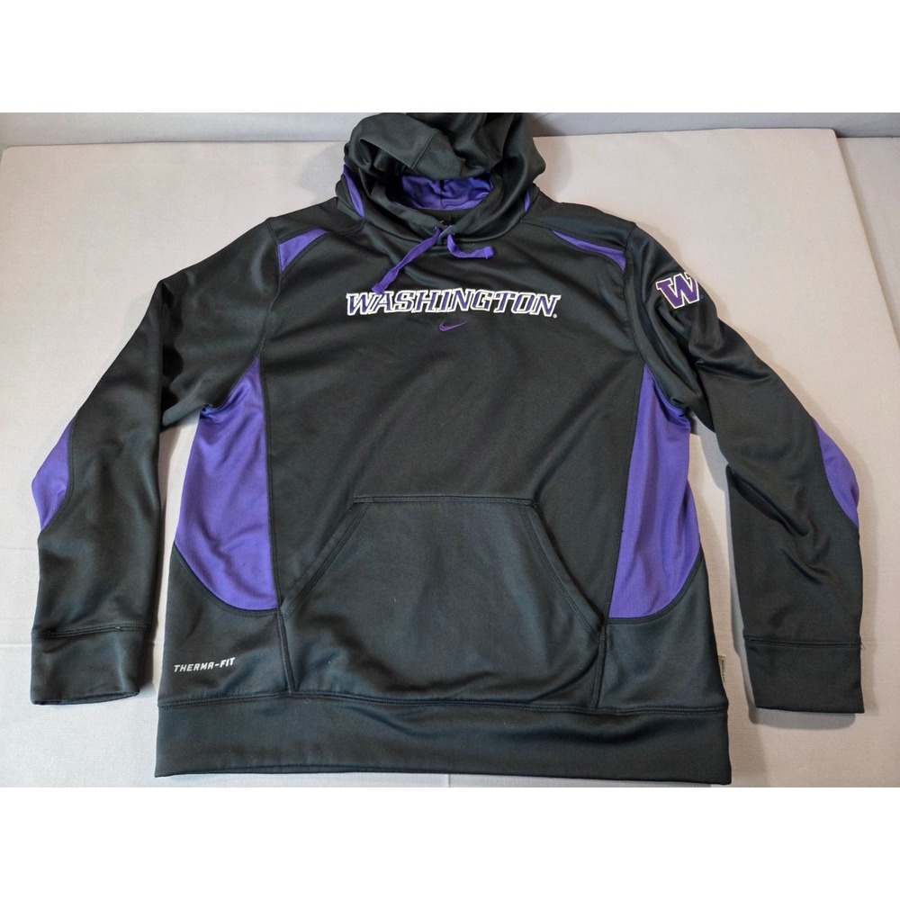 Vintage Y2K Nike Team Therma Fit Washington Huskies Hoodie Mens XL Black